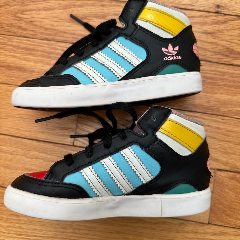 adidas Originals Vintage Inspired Hardcourt Hi Girls Toddler Leather Sneakers 9K - Picture 5 of 16